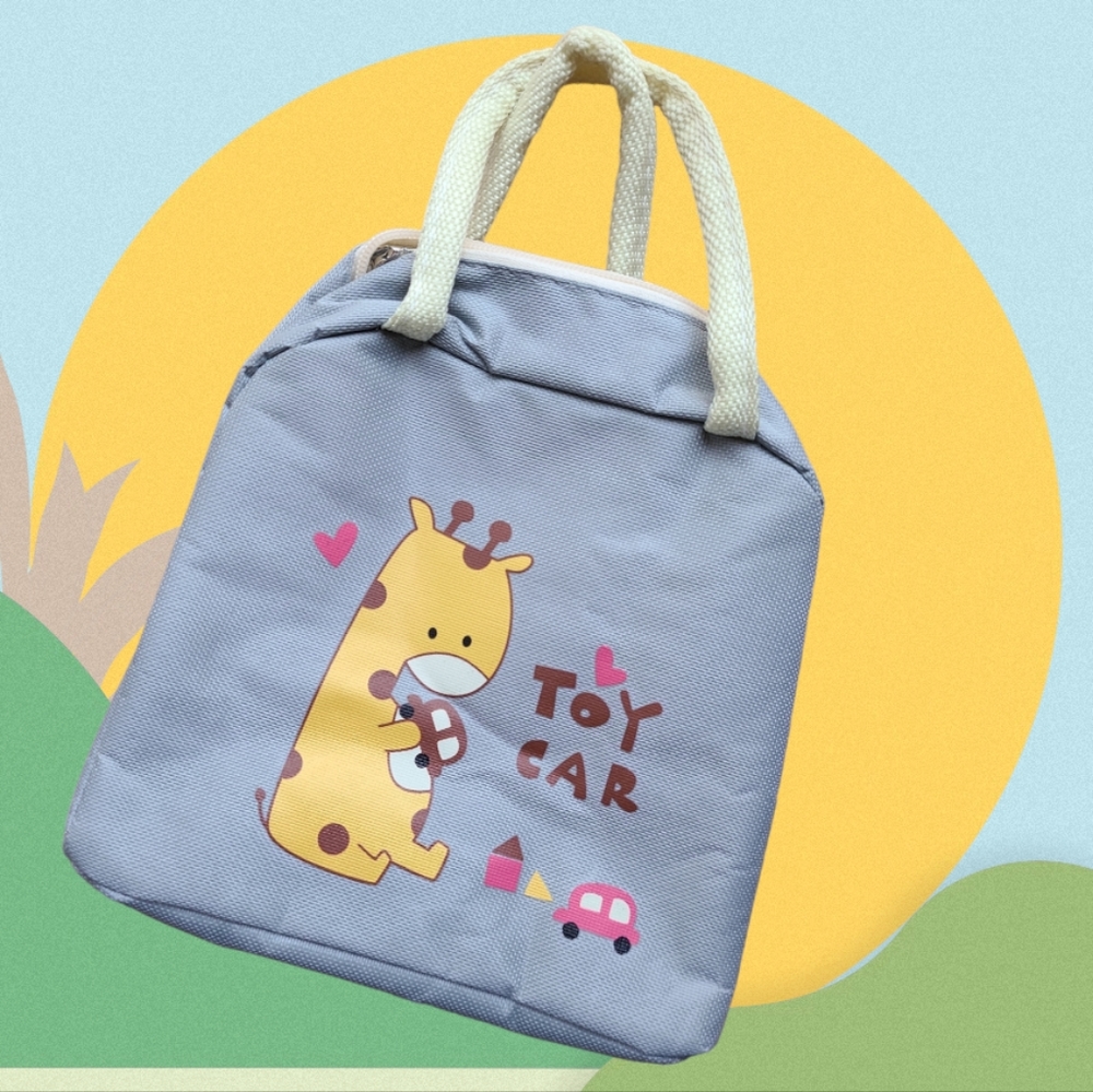 Giraffe Grey Kid's Lunchbag w/Handles Insulated